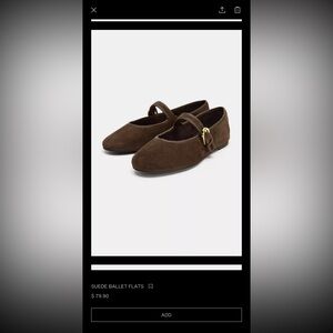 Zara Brown Suede Ballet Flats